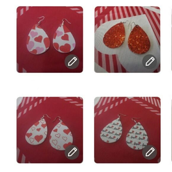 Pretty Leather Valentine Heart Themed Earrings - Your Choice of 2! - Picture 11 of 11